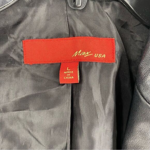 Max USA Women’s Zipper Closing Black Leather Jacket size L - Picture 2 of 4